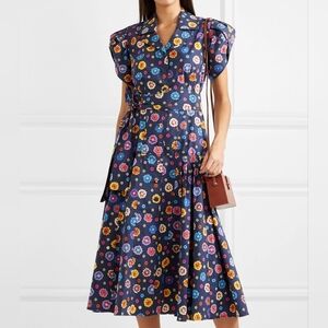 LHD Floral Navy Midi Dress with Cap Sleeves